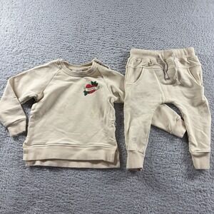 Bums‎ Roses Bamboo Sweat Suit Toddler 18-24M Ivory Cream Mama Tattoo Design